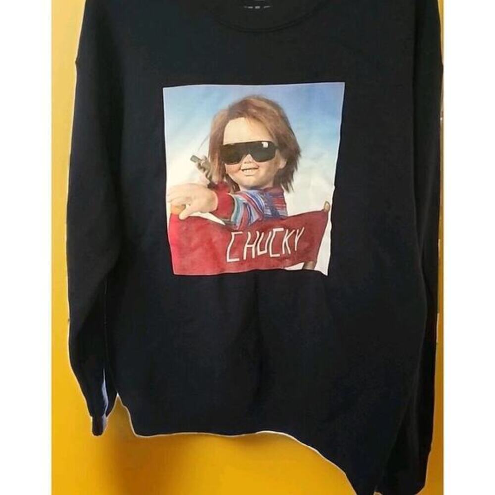 Chucky‎ Directors Chair Sweatshirt Large Excellent New A121 Horror Soft Comfy
